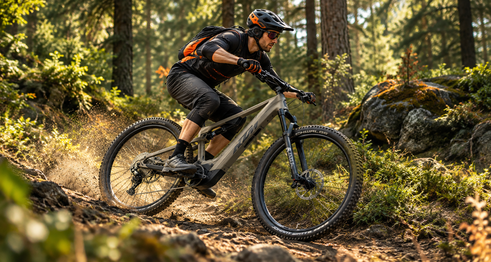 KTM elektromos mountain bike terepkerékpározás közben
